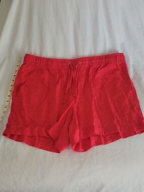 Women’s Nautica Red Elastic Waist Linen Blend Shorts with Drawcord